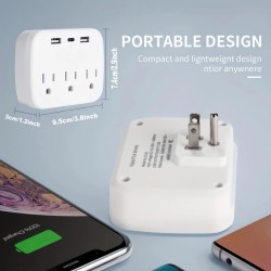 Customize Multi Plug Outlet Extender With USB, Electrical Wall Outlet Splitter With 3 USB Ports (1 USB C) And 3 Outlet
