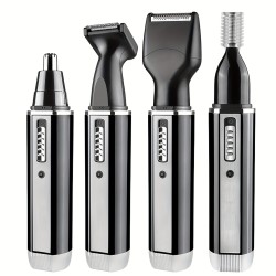Customize 4-in-1 Beard, Ear & Nose Hair Trimmer Kit for Men - Painless Electric Nose Hair Rechargeable Waterproof Cordless