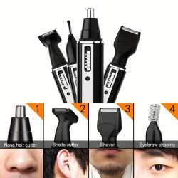 Customize 4-in-1 Beard, Ear & Nose Hair Trimmer Kit for Men - Painless Electric Nose Hair Rechargeable Waterproof Cordless