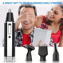 Customize 4-in-1 Beard, Ear & Nose Hair Trimmer Kit for Men - Painless Electric Nose Hair Rechargeable Waterproof Cordless