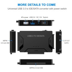 Customize USB 3.0 To SATA IDE Adapter, Universal Hard Drive Reader Adapter Kit For 2.5/3.5 Inch SATA And IDE HDD SSD