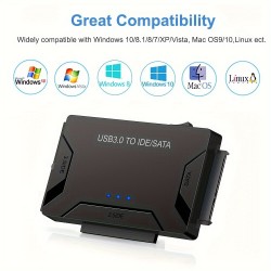 Customize USB 3.0 To SATA IDE Adapter, Universal Hard Drive Reader Adapter Kit For 2.5/3.5 Inch SATA And IDE HDD SSD