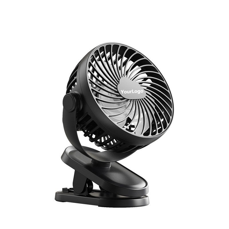Customize Mini Clip-on Fan, USB Rechargeable Portable Fan with 1200mAh Battery, 3 Wind Speeds, 360° Rotation