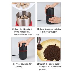 Customize Multifunctional Electric Grinder for Spices, Coffee, Beans, Herbs, and Nuts with Stainless Steel Blades and Brush