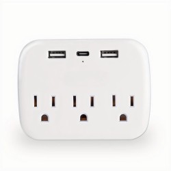 Customize Multi Plug Outlet Extender With USB, Electrical Wall Outlet Splitter With 3 USB Ports (1 USB C) And 3 Outlet