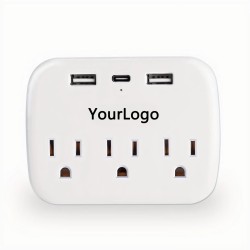 Customize Multi Plug Outlet Extender With USB, Electrical Wall Outlet Splitter With 3 USB Ports (1 USB C) And 3 Outlet